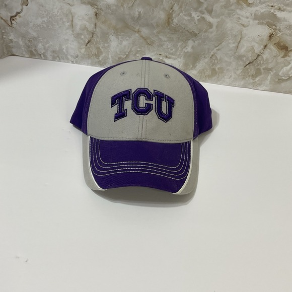 TCU Horned Frogs Adjustable Hat Cap Purple Gray Embroidered Logo NCAA Baseball - Picture 1 of 3
